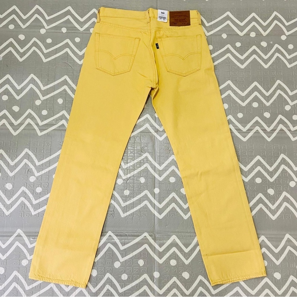 Vintage Retro Yellow Levis 501 Jeans Mens Yellow Denim Regular Fit $120 - Picture 2 of 5